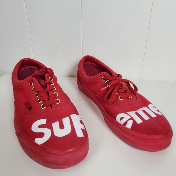 Vans red and white supreme skater sneakers men size 10 - Picture 12 of 12